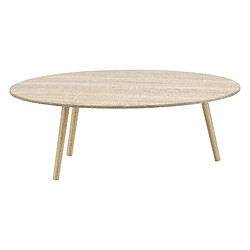 Helloshop26 Table basse pour salon avec pieds solides en bois MDF et PVC 110 cm effet chêne et bois 03_0006155