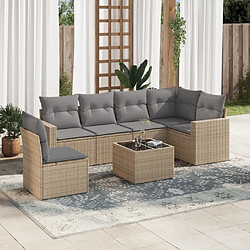 Maison Chic Salon de jardin avec coussins 7 pcs | Ensemble de Table et chaises | Mobilier d'Extérieur beige résine tressée -GKD96313