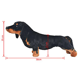 vidaXL Jouet en peluche Chien de race Dachshund Noir XXL pas cher