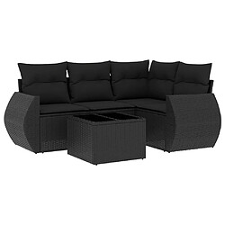 Maison Chic Salon de jardin 5 pcs avec coussins | Ensemble de Table et chaises | Mobilier d'Extérieur noir résine tressée -GKD32016