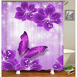 Universal 3D couleur tulipe rideau de douche rideau de salle de bains fleur naturelle imperméable polyester tissu décoration de baignoire |(Violet)