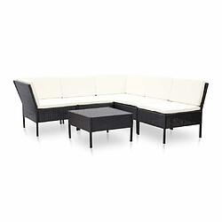 Maison Chic Salon de jardin 6 pcs + coussins - Mobilier/Meubles de jardin - Table et chaises d'extérieur Résine tressée Noir -MN27372