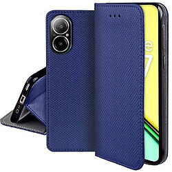 Htdmobiles Housse etui portefeuille avec coque interieure en silicone pour Realme C67 4G + film ecran - BLEU MAGNET