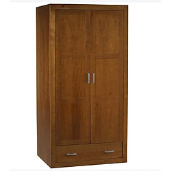 Pegane Armoire meuble de rangement en pin massif coloris cerisier - Longueur 105 x Profondeur 55 x Hauteur 200 cm