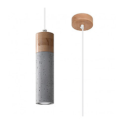 Luminaire Center Suspension design Zane Slim Bois,béton Bois gris,naturel 1 ampoule 120cm