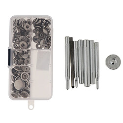 Jeu de 40 boutons-pression boutons-pression avec kit de fixation outils argent blanc