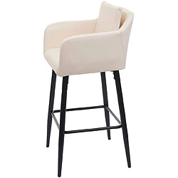 Avis Decoshop26 Lot de 2 tabourets de bar avec repose-pieds en synthétique crème et métal noir TDB04066