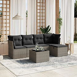 Maison Chic Ensemble Tables et chaises d'extérieur 6pcs avec coussins,Salon de jardin gris résine tressée -GKD905791