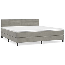 Maison Chic Lit Adulte - Lit simple Lit à sommier tapissier et matelas moelleux - Meuble de Chambre - Gris clair 160x200cm Velours -MN94966