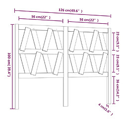 vidaXL Tête de lit Marron miel 126x4x100 cm Bois massif de pin pas cher