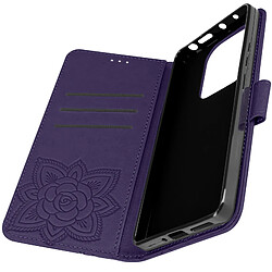 Avizar Étui Papillon Mandala pour Redmi Note 13 Pro Portefeuille Dragonne Violet Foncé