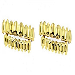 2pcs Or 18 Carats Joker Grill 8 Dents Haut et Bas de La Bouche Club Grills Set Vampire