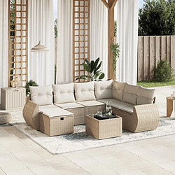 Maison Chic Salon de jardin avec coussins 8 pcs, Ensemble Tables et chaises de jardin, beige résine tressée -GKD998899