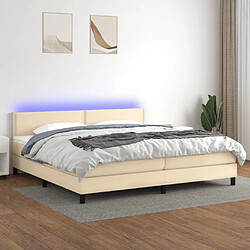 Sommier à lattes,Cadre à lattes de lit et matelas et LED pour Adulte Crème 200x200cm Tissu -MN21486