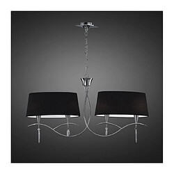 Luminaire Center Suspension Mara 2 Arm 4 Ampoules E14, chrome poli avec Abat jour noirs