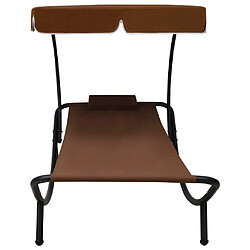 Acheter Helloshop26 Lit de repos transat chaise longue d'extérieur 200 cm avec auvent et oreiller marron 02_0012007