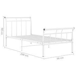 vidaXL Cadre de lit sans matelas blanc métal 90x200 cm pas cher