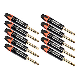 Wewoo 10 Adaptateur audio pour soudage audio mono PCS TC202 6.35mm 6.35mm Orange