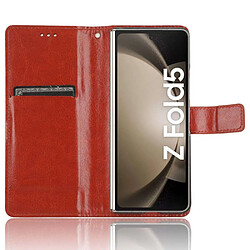 Htdmobiles Housse pour Samsung Galaxy Z Fold 5 5G - etui coque pochette portefeuille - MARRON