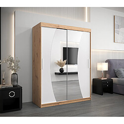 Abiks Meble Armoire Wave à portes coulissantes 200/150/62 2 portes (artisan/blanc)