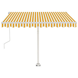 Maison Chic Auvent automatique | Store banne extérieur | Marquise capteur de vent et LED 300x250cm Jaune/blanc -MN76197 pas cher