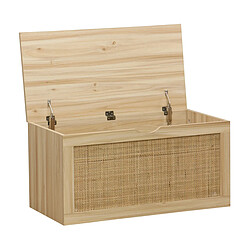 Avis Pegane Coffre de rangement, meuble de rangement en décor pin , rotin - Longueur 80 x profondeur 40 x hauteur 40 cm