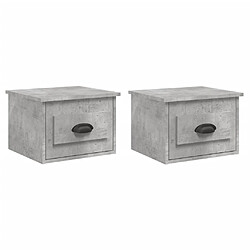 vidaXL Tables de chevet murales 2 pcs gris béton 41,5x36x28 cm