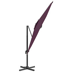 Helloshop26 Parasol meuble de jardin cantilever à led 400 x 300 cm rouge bordeaux 02_0008169