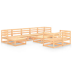 Maison Chic Ensemble de salle à manger de jardin 10 pcs,Table et chaises d'extérieur Bois de pin massif -GKD832878