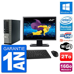 PC Dell 990 SFF Ecran 22" Intel G840 RAM 16Go Disque Dur 2To Windows 10 Wifi - Occasion