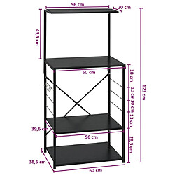 vidaXL Armoire à four à micro-ondes noir 60x39,6x123cm bois ingénierie pas cher