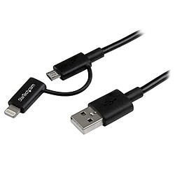 Avis StarTech.com Câble Lightning 8 broches ou Micro USB vers USB de 1 m - Cordon de charge / synchronisation - Noir