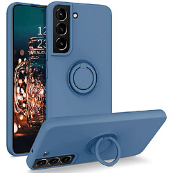 Coque en silicone + métal anti-rayures avec béquille bleu foncé pour votre Samsung Galaxy S22 5G