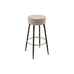 Acheter Vente-Unique Lot de 2 tabourets de bar en velours et acier noir - Beige et Doré - BELINIO II