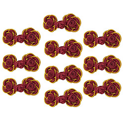 10 Paires De Boutons De Nœud Chinois Grenouille Cheongsam Tang Fasteners Red Purple pas cher