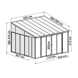 Pergola fermée 15.6m² gris anthracite - 703991 - PALRAM