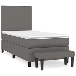 Maison Chic Lit Adulte - Lit simple Lit à sommier tapissier avec matelas moelleux - Meuble de Chambre - Gris 80x200 cm Similicuir -MN30699