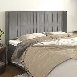 Maison Chic Tête de lit scandinave avec oreilles,meuble de chambre Gris clair 183x16x118/128 cm Velours -MN77066