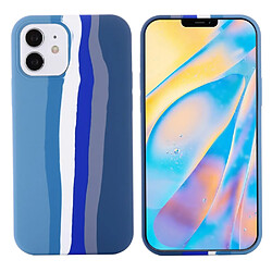 Coque en silicone style arc-en-ciel bleu pour votre Apple iPhone 12 mini 5.4 pouces