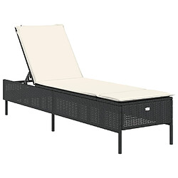 vidaXL Chaise longue avec coussin noir résine tressée