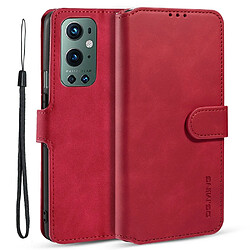 Dg.Ming Etui en PU Vintage avec support rouge pour votre OnePlus 9 Pro