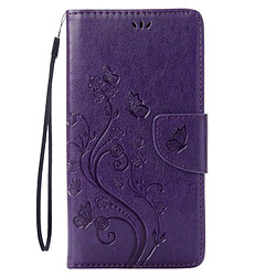 Wewoo Housse Étui Violet pour Motorola Moto G 4e génération Plus en cuir avec fleurs et support Slots de cartes Portefeuille