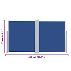 vidaXL Auvent latéral rétractable 170 x 600 cm Bleu pas cher