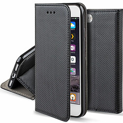 Moozy Case Flip Cover pour iPhone 6s, iPhone 6, Noir - Étui à rabat magnétique intelligent avec porte-carte et support