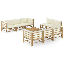 Maison Chic Salon de jardin 9 pcs + coussins - Mobilier/Meubles de jardin - Table et chaises d'extérieur blanc crème Bambou -MN41226