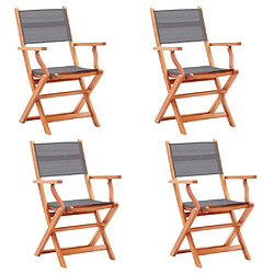 vidaXL Chaises pliables de jardin lot de 4 Gris Eucalyptus textilène