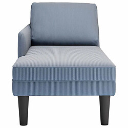 Avis vidaXL Chaise longue avec coussin bleu tissu en velours côtelé