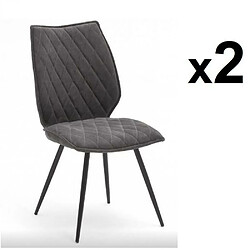 Inside 75 Lot de 2 chaises design NIME tissu anthracite et pieds laqués anthracite