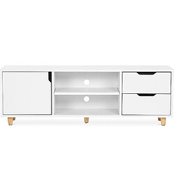 ICONIK INTERIOR Meuble TV en Bois - Design Scandinave - Waan Blanc