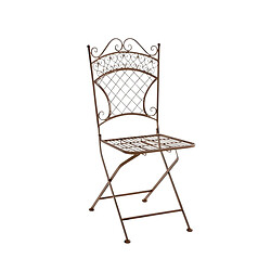 Decoshop26 Chaise de jardin pliable en fer forgé marron vieilli MDJ10078